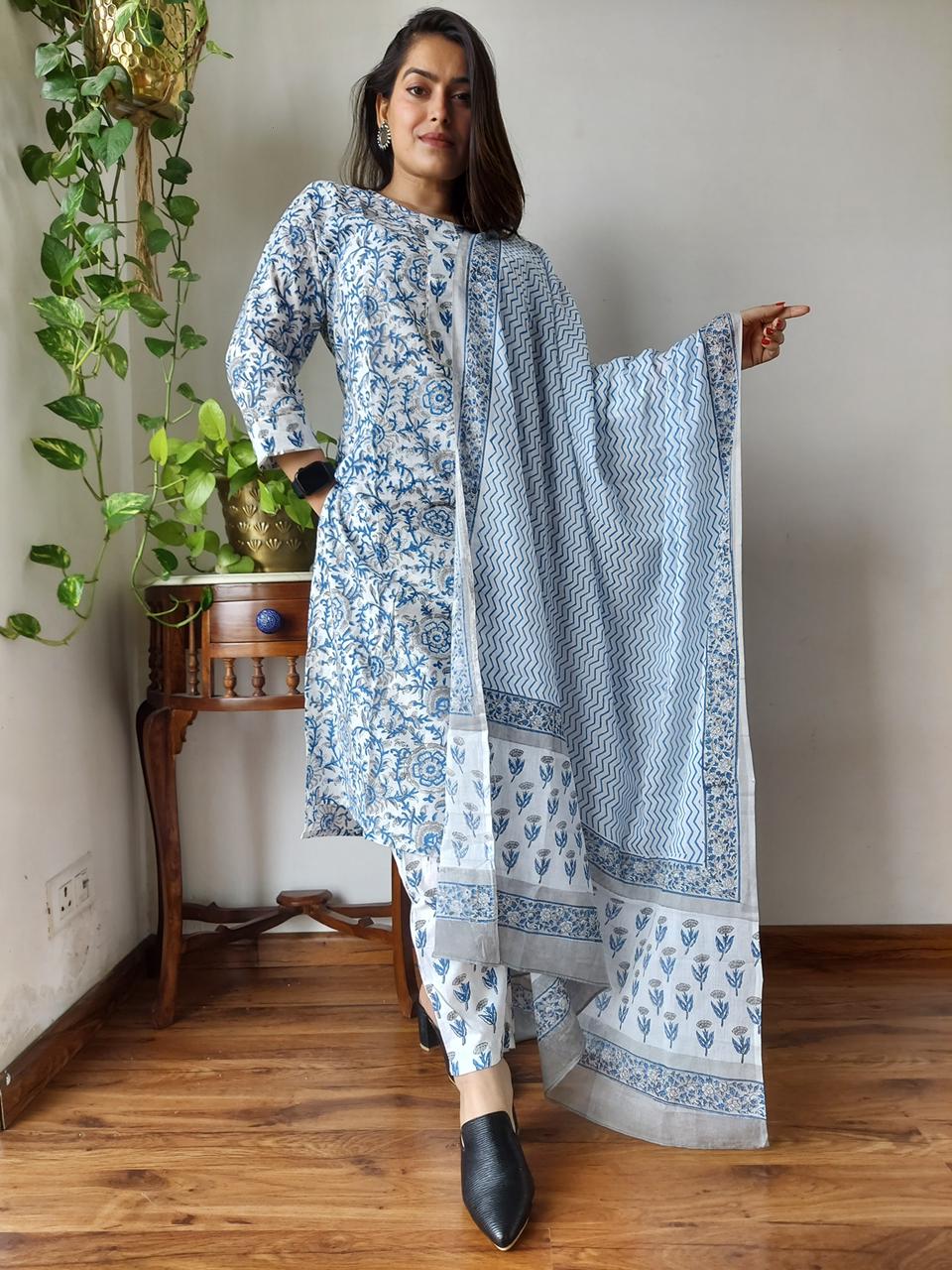 Formal/Office Wear Rajasthani Printed Cotton Suit Set